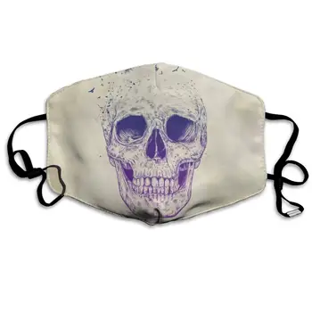 

Let Them Fly Metal Abstract Skull Flock of Birds PosterAnti Dust Breathable Masks for Women Men Running Half Face Mouth Mask