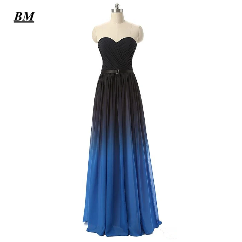 

2019 Elegant A-line Ombre Prom Dresses Chiffon Beading Long Gradient Formal Evening Dress Party Gown Vestidos De Gala BM109