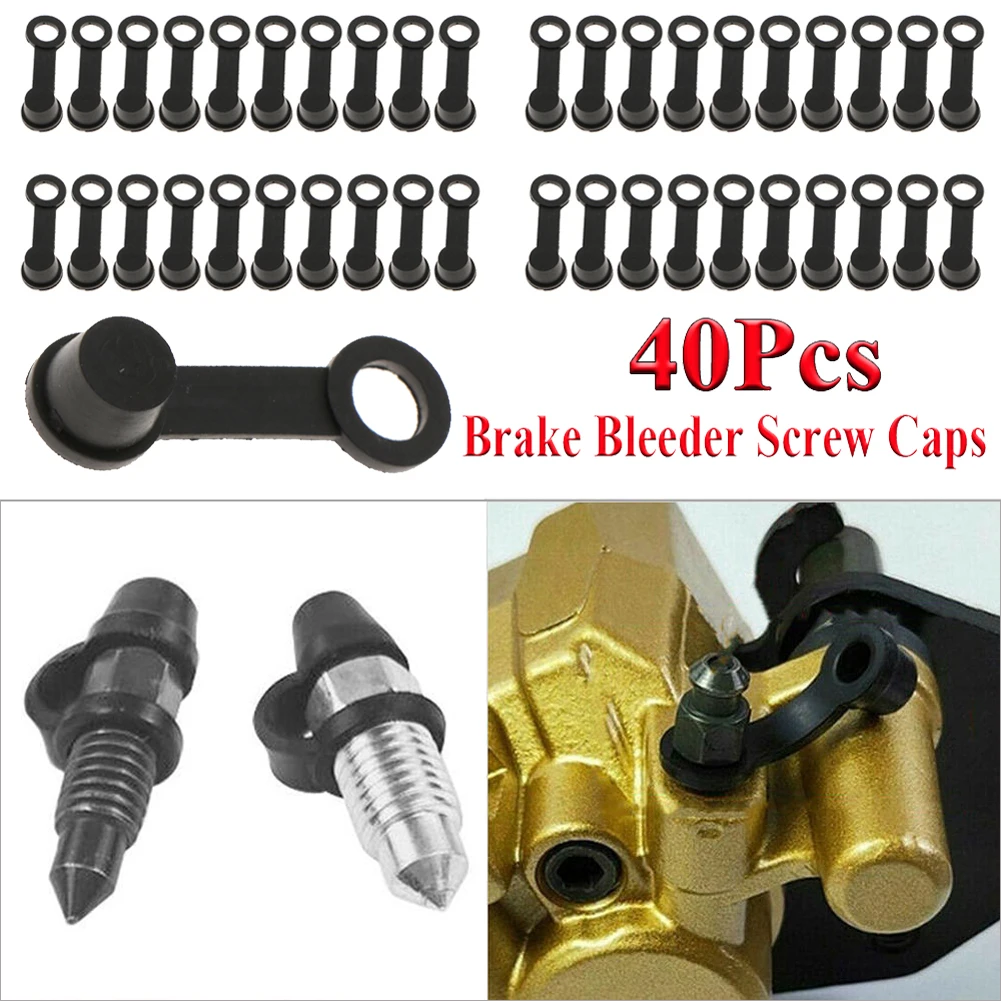 40 Packs Brake Bleeder Screw Cap Grease Fitting Cap Rubber Dust Cover for Cars and Motorcycles 