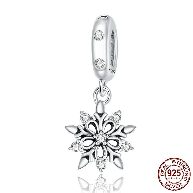 

WOSTU 925 Sterling Silver Shining Zircon Elgant Winter Charm Fit Original Silver Bracelets Gift Pendant Jewelry Making BKC1649