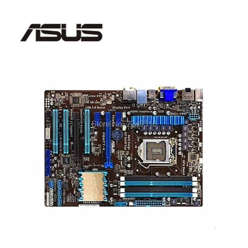 Розетка LGA 1155 PCI E3.0 USB3.0 SATA3.0 для ASUS P8H77 V десктопная материнская плата H77 i3 i5 i7 DDR3 б/у