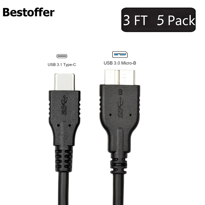5 шт./лот кабель USB C 3 1 к Micro B 0 (Gen2/ 10 Гбит/с) внешний жесткого диска для MacBook (Pro) Galaxy S5