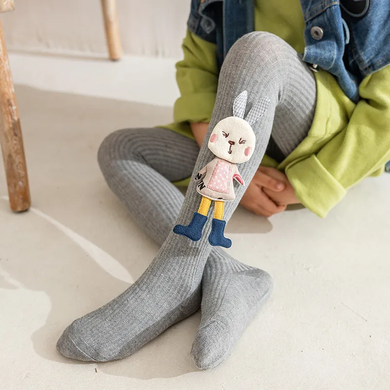 2-7Years Spring Autumn Tights for Girls Cotton Knitted Children's Pantyhose Cartoon Rabbit Kids Girls Tights kids pantyhose,ballet tights,toddler tights