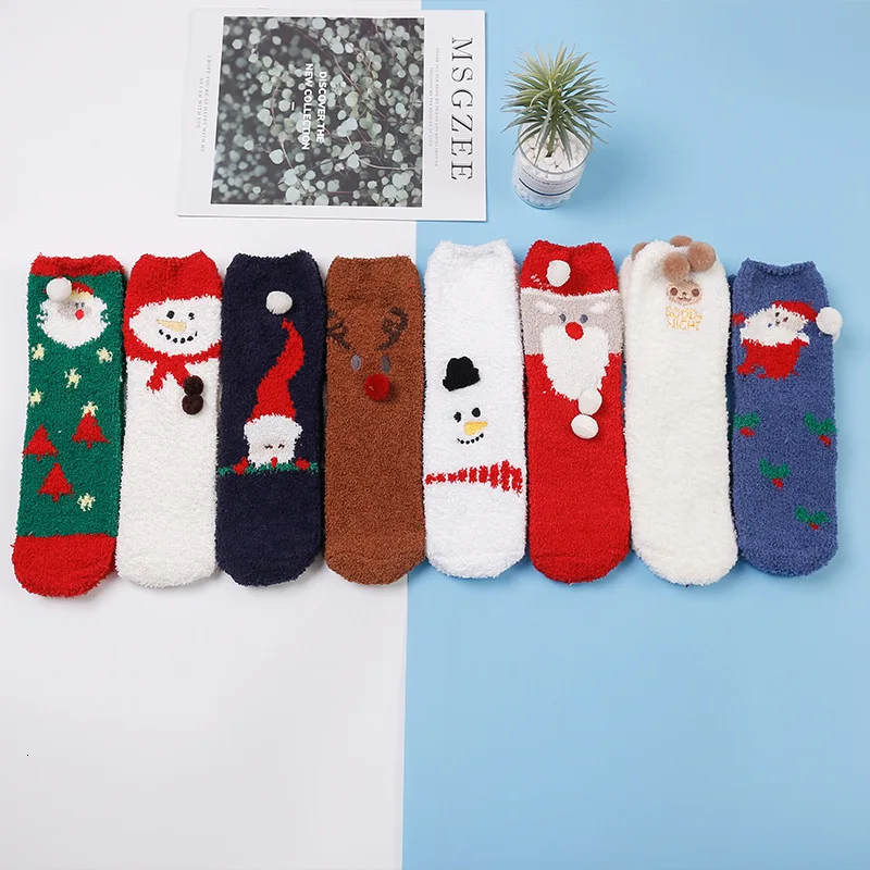 Новинка; зимние рождественские женские носки с объемными рисунками; теплые удобные носки-Тапочки