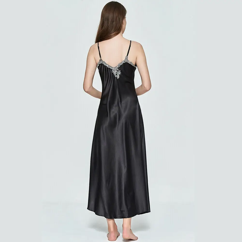 Женское сексуальное женское бельё кружевное платье Длинное ночное белье женское шелковое кружевное платье ночная рубашка