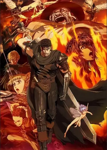 Шелковый постер с принтом Berserk японское аниме искусство домашний декор для стен |