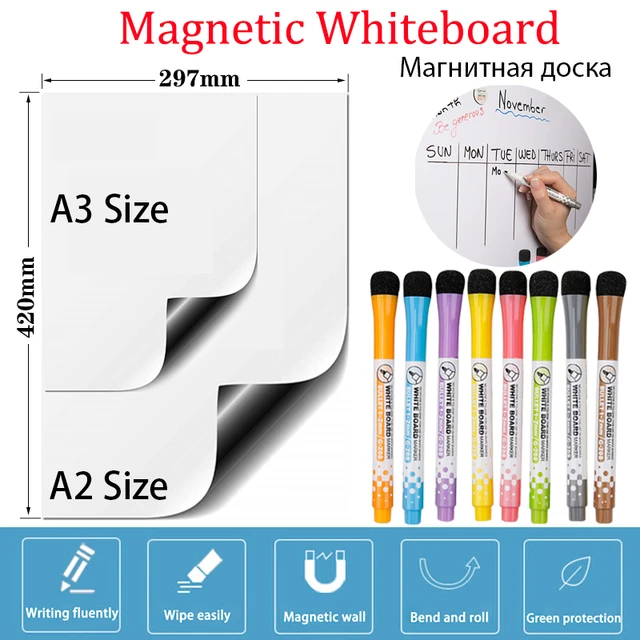 Soft Magnetic WhiteBoard Magnetic Suck Type Office School Supplies Presentation  Supplies Dry Erase White Board Fridge Sticker - AliExpress
