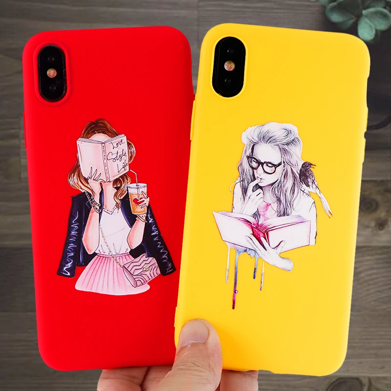 Чтение девушка чехол для iPhone X XS MAX XR 8 7 6s плюс Веселые Чехлы Best Friend мягкий