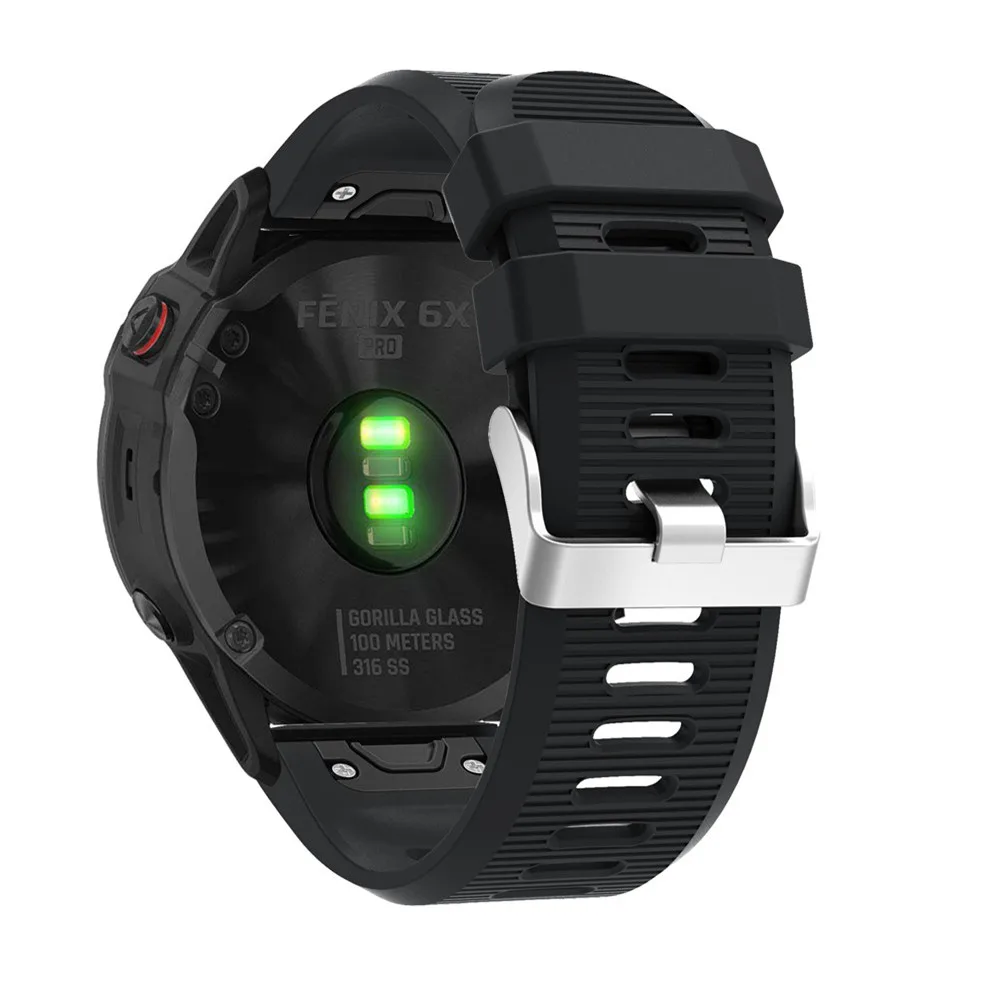 26 мм ремешок Quick Release силиконовый Easyfit замена из силикагеля, мягкий ремешок для наручных часов Garmin Fenix 3 HR 6X 5X Plus smartwatch - Цвет: Черный