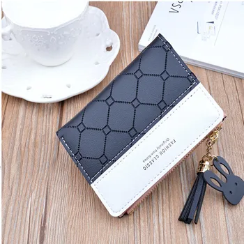 

New small purse ladies brief paragraph zipper wallet student han edition embossed color tassel joker zero wallet card package