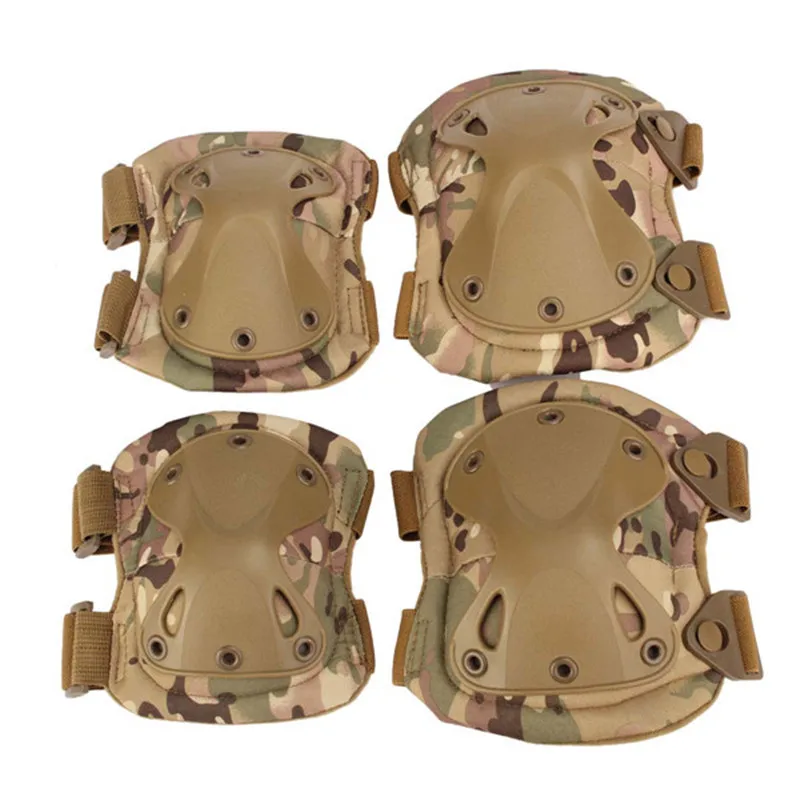 Knee Pad Elbow Pads Protective Gear Set Tactical Airsoft Paintball Hunting War Game