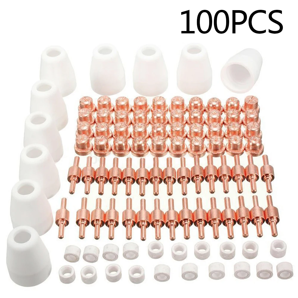 New 2024 100Pcs Plasma Cutter Tip Electrodes & Nozzles Kit Consumable Accessories