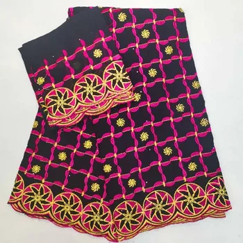 

High Quality Swiss Voile Lace 2019 African White Blue Voile Cotton Lace Fabric with Stones Nigerian Party 5+2yards/set NHH058