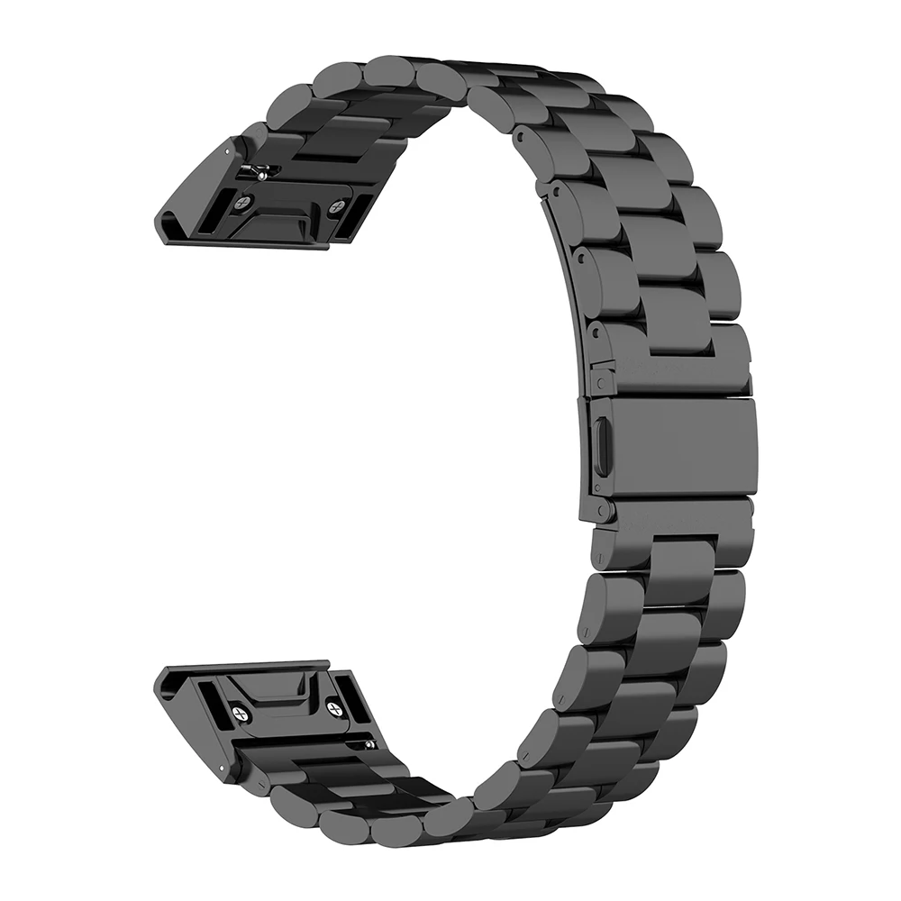 black Металлический ремешок для часов Ремешок для Garmin Forerunner945 935 MARQ Fenix5plus Fenix5 Quatix5 Quatix5 сапфир Approachs60 спортивный браслет - Цвет: black