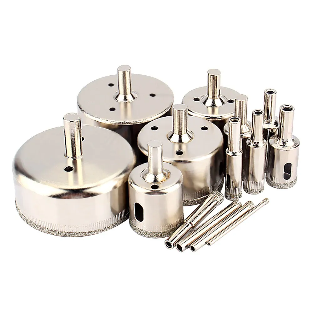 14Pcs/Set 3-70mm Diamond Coated Drill Bit Set Tile Marble Glass Ceramic Hole Saw Drilling Bits For Power Tools