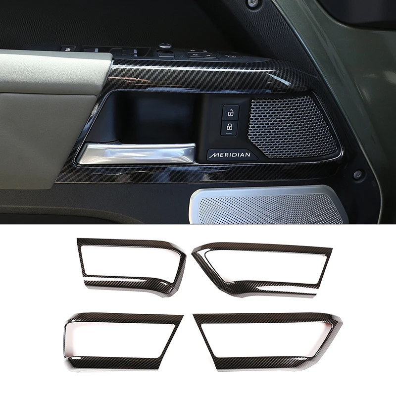 

For 2020-2022 Land Rover Defender 90 110 ABS carbon fiber pattern car door handle frame cover sticker interior accessories