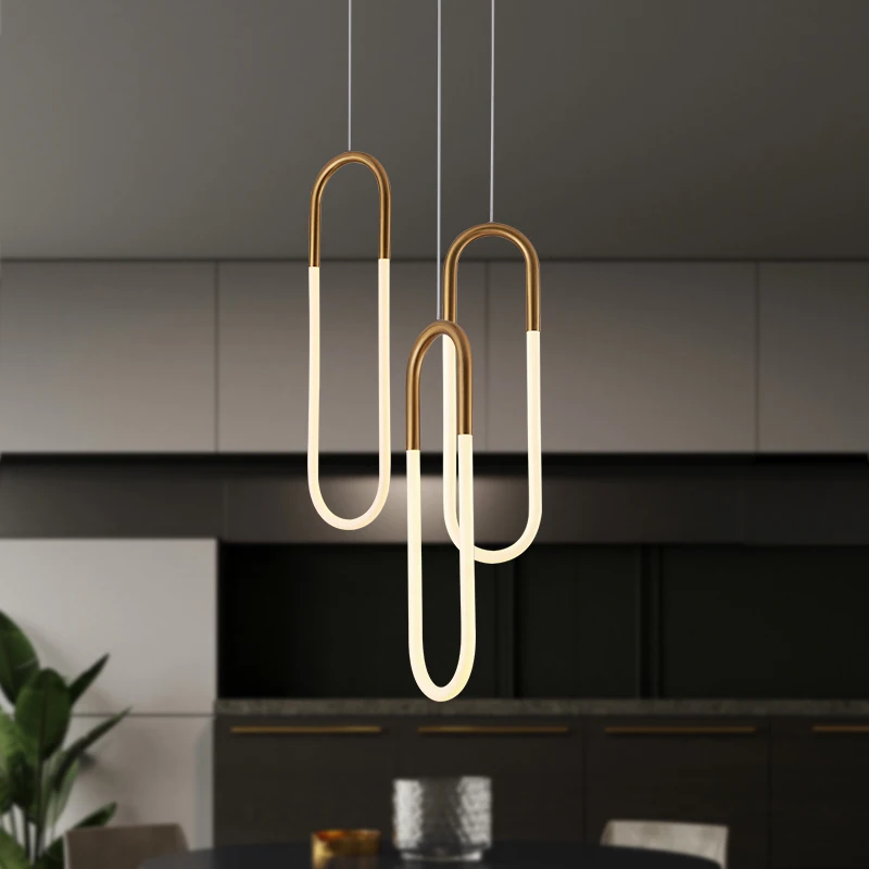 

Modern Iron U Style Gold Pendant Lights Energy Saving Tube lustre luminaire suspension Light Fixtures For Living Room Hanglamp