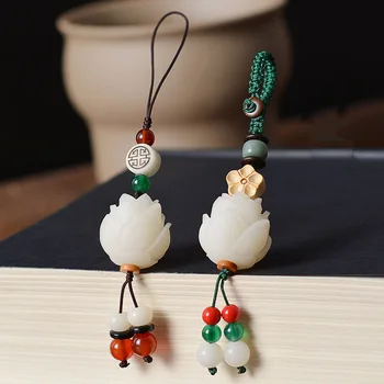 

NEW Buddhist Keychain Carved Bodhi Lotus Flower Keyring Spiritualist Car Key Ring Gift For Friend MEN WOMEN fashion llaveros