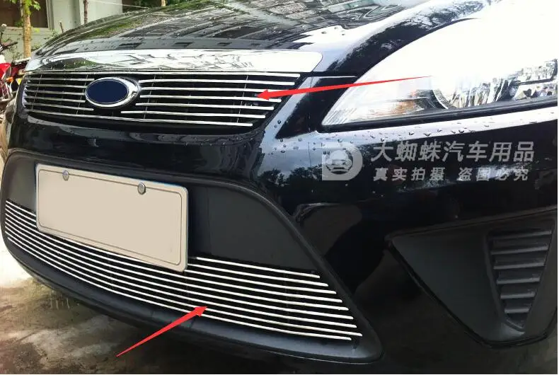 Для FORD FOCUS 2009-2011 качественная Решетка переднего бампера из нержавеющей стали с решеткой вокруг отделки гоночных Грилей