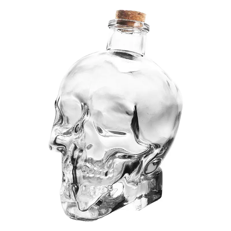 WHYOU Glass Skull Seal Wine Bottle Storage Bubble Creative Dispenser Halloween Gifts Juice Container 6