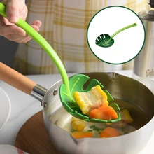 

Green Monstera Leaf Colander Multifunctional Long-Handled Spaghetti Slotted Serving Spoon Salad Slotted Spoon Home Kitchen Tools