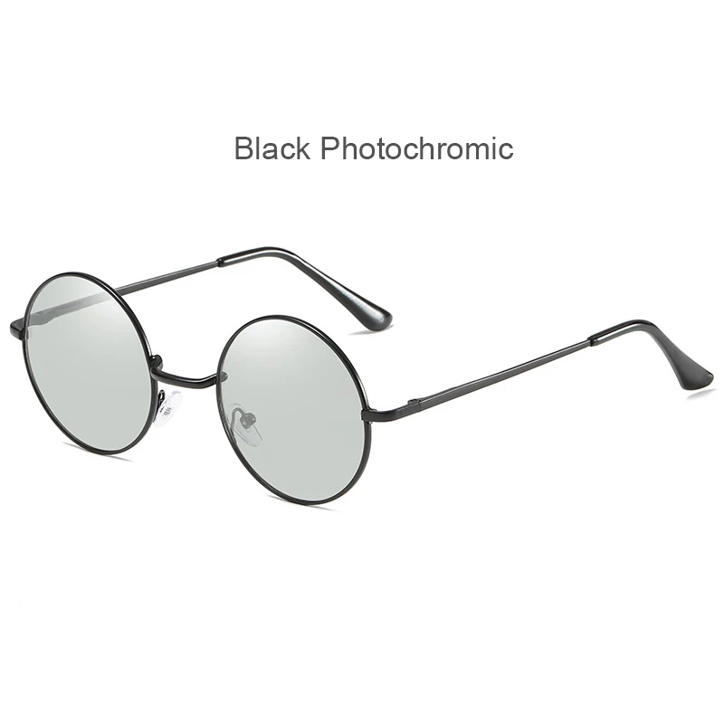C1 black photo HBK, Ретро стиль, круглые фотохромные солнцезащитные очки для женщин и мужчин, черные, металлические, обесцвечивающиеся, поляризационные очки, безопасные, для вождения, ночного видения - Цвет линз: C1 black photo