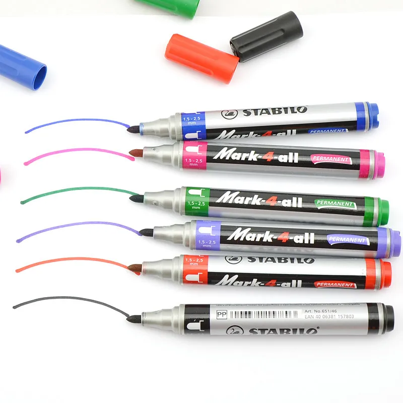 독일 Stabilo 651 페인트 마커 컬러 수성 라운드 팁, 화이트 보드 펜, 1.5mm-2.5mm, 학교 사무용품, 1 개