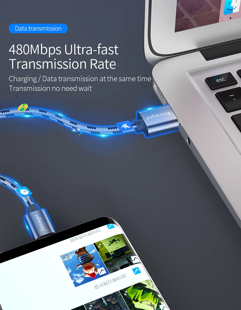 Essager usb type C кабель 3A Быстрая быстрая зарядка 3 м USBC type-C кабель для Xiaomi K20 samsung S10 Oneplus 7 Pro мобильный телефон USB-C