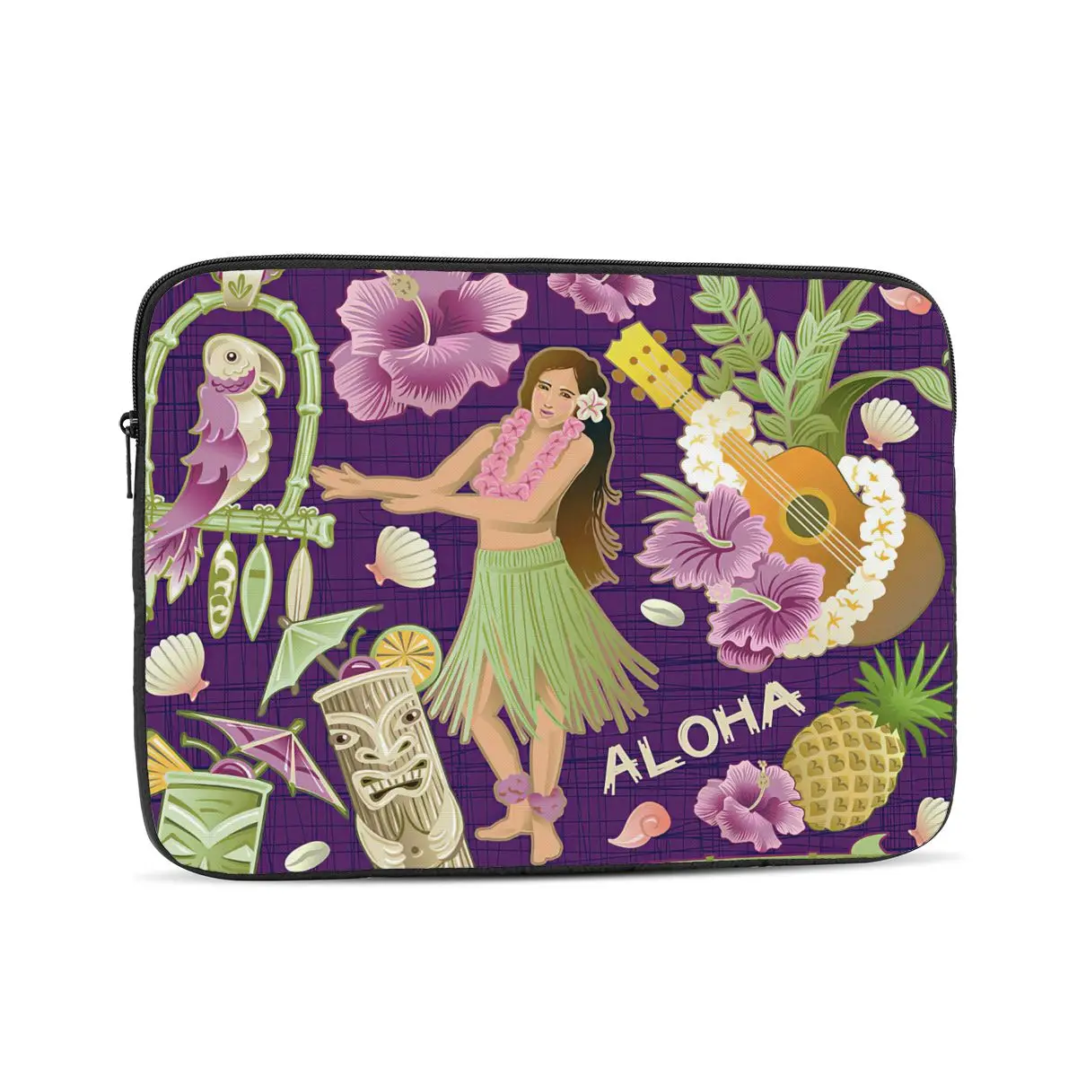 

Mid Century Hawaii Purple,Tiki Pattern Computer ipad Laptop Cover Case17 15 13 12 10 Inch Laptop Sleeve Bag Portable Cover