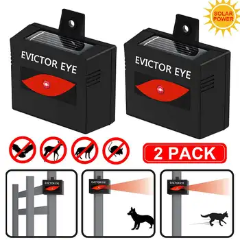 

NEW 2PCS Solar Powered Animal Repeller Outdoor Animal Repeller Motion Sensor Flash Red Light Dog Cat Raccoon Rabbit Repeller