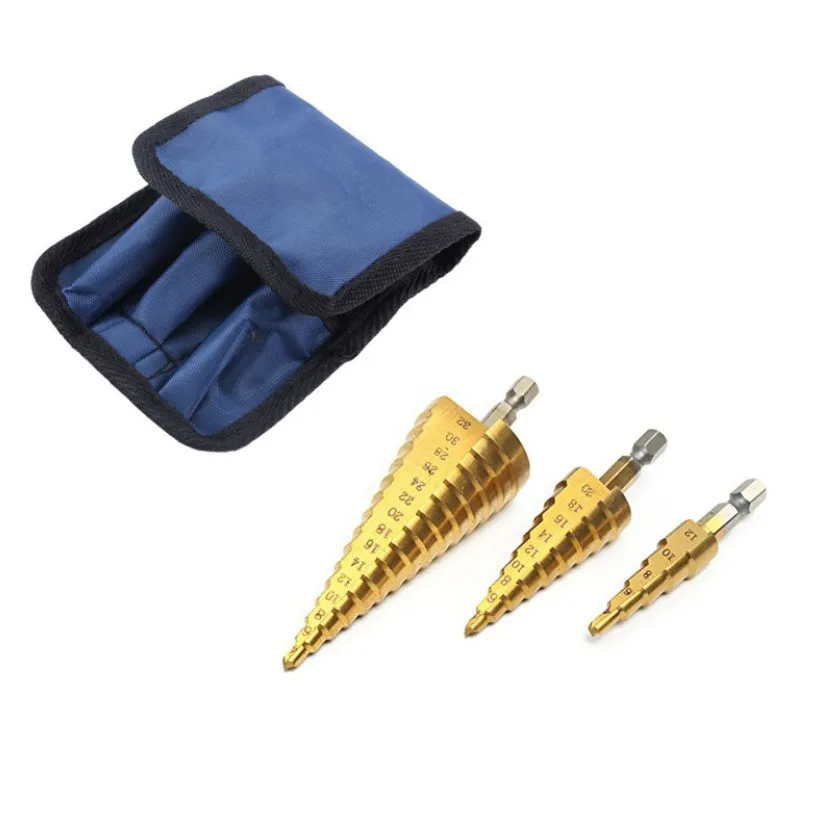 20sets HSS Drill Bit 4-12 4-20 4-32 Drilling Power household Tools Steel Wood Hole Cutter Cone Drill Hexagonal shank straight