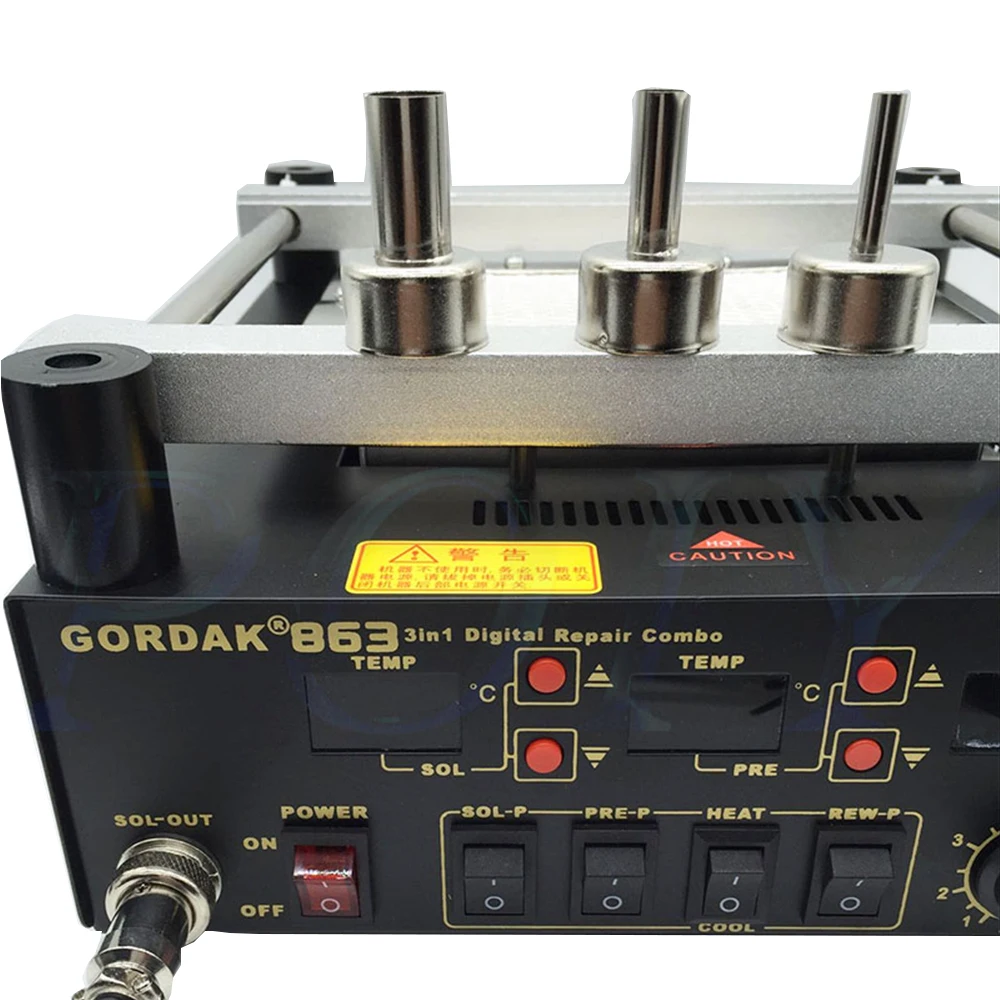 Gordak 863 Тепловая пушка с горячим воздухом паяльная станция BGA+ Электрический паяльник+ Инфракрасная станция предварительного нагрева с бесплатными подарками