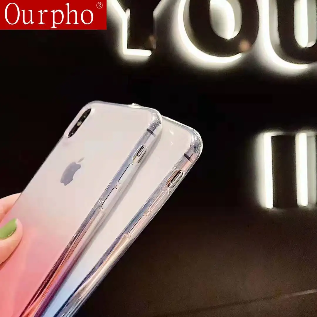 Чехол для телефона Iphone 11 прозрачный ТПУ чехол 11Pro 6 7 8 Plus градиентный цвет Xs Max XR Fundas