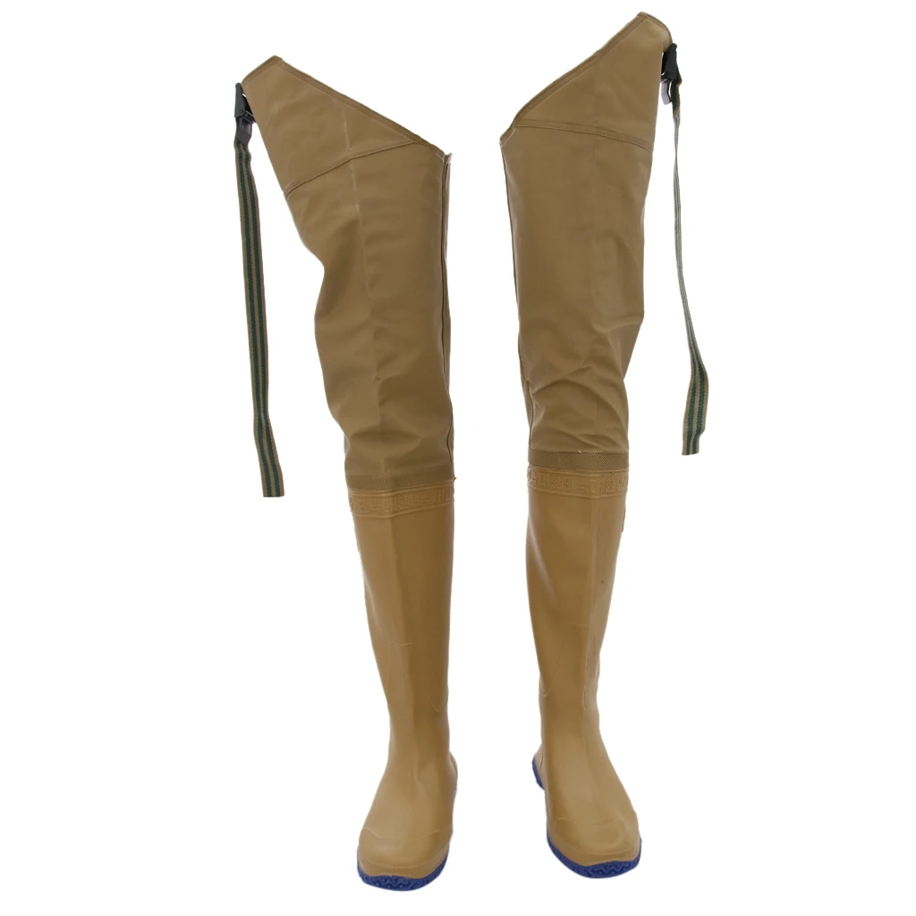 Fishing Waders Pants Rubber Fishing Trouser Waterproof Fishing Waders Boots Overalls Work Trousers w/Waders Soles Size 41-44