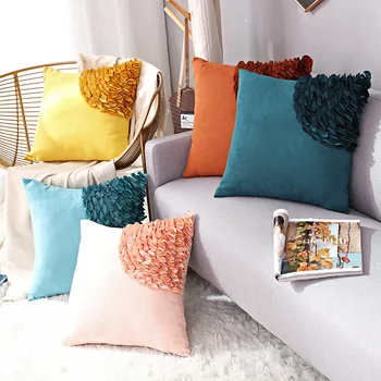 

Suede Fabric Cushion Cover Handmade Car Flower Craft Pillow Cover Nordic Sofa Cushion Pillowcase Car Living Room Bedroom Pillow