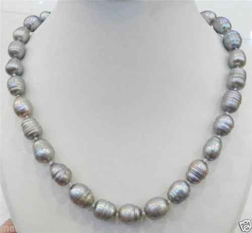 silver clasp 10-11MM SILVER COLOR NATURAL PEARL NECKLACE 18" AAA 