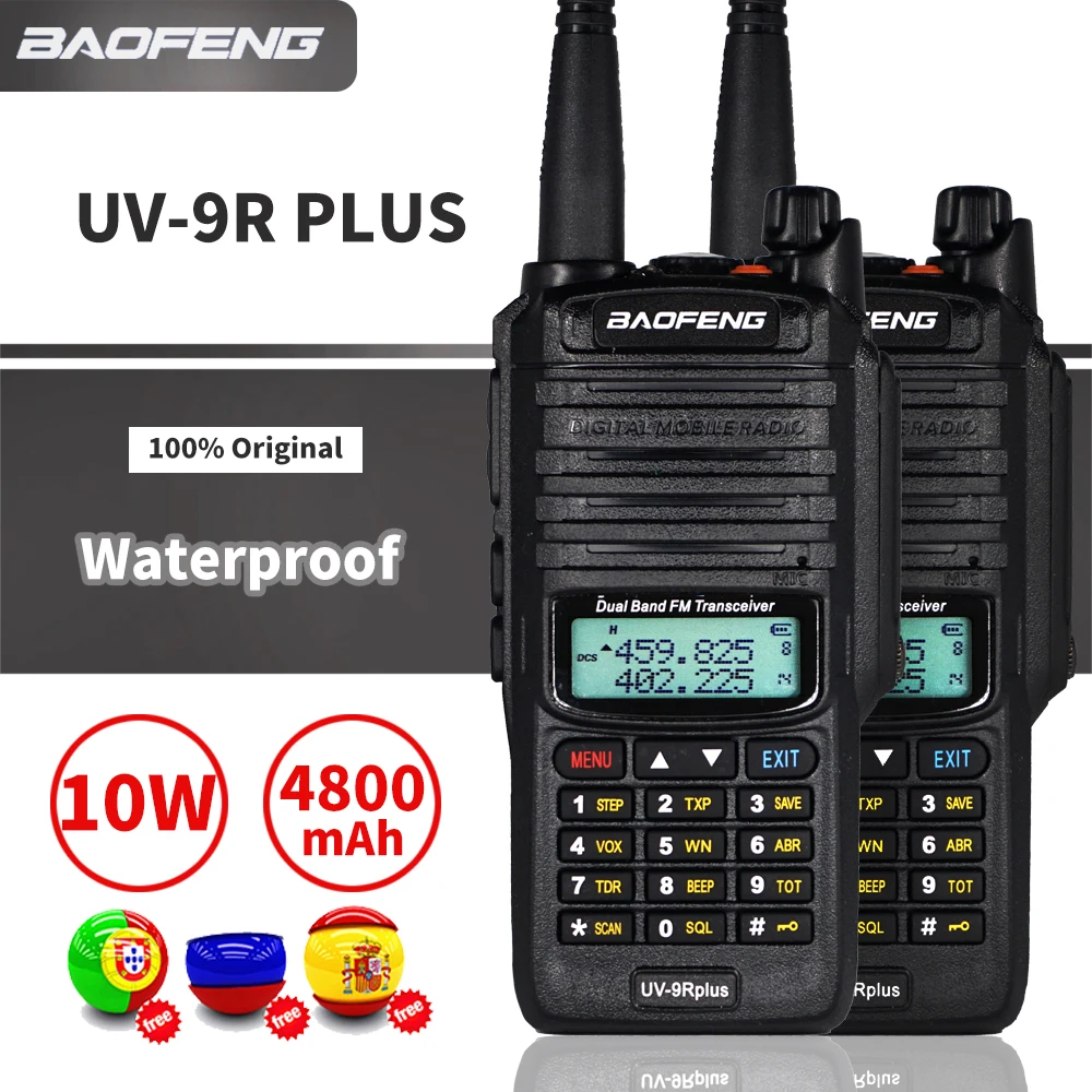 2 шт. 10 Вт Водонепроницаемый Baofeng UV-9R Plus рация 9rhp Двухдиапазонный портативный CB Ham Радио UV9R плюс fm-трансивер передатчик