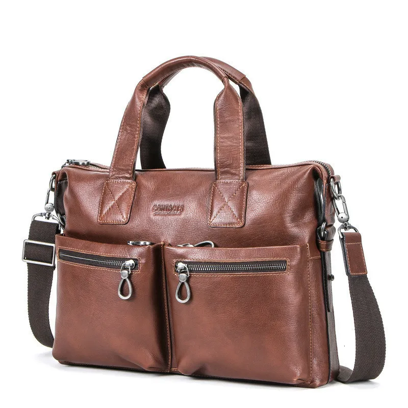 

Head Cowhide Computer Man Handbag More Function Oblique Satchel mens messenger genuine leather bag bags designer briefcases