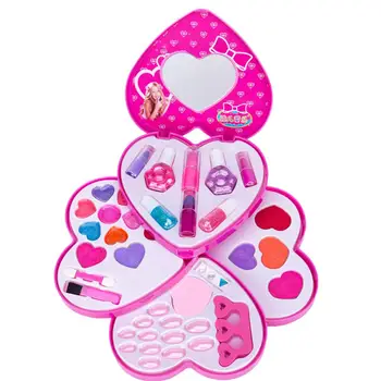 

Makeup Box Toy Set Safe Material Social Skills Developing Heart Shaped Educational Dress Up Pretend Play Toy Set Gift For Kids