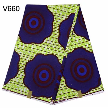 V660 Африканский настоящий воск принты ткани Анкара голландский воск обертки Нигерия Чистый хлопок - Цвет: V660