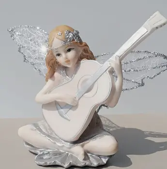

Flower Angel music guitar girl Fairy Miniature desktop ornaments craft DIY ornaments home garden decoration souvenir gift a0127