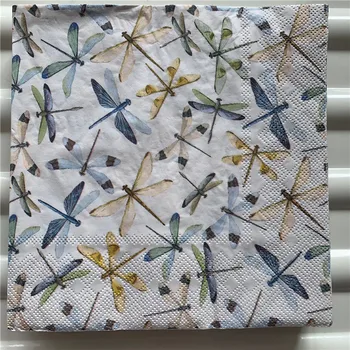 

20 Decoupage Napkin paper wedding birthday party tissue Butterfly dragonfly flower elegant serviettes lunch dinner decor crafts