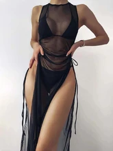  In-X Black 3 pieces set High neck swimwear female swimsuit cover-ups for women Skirts bikini Halter triangle bathing suit 2022 