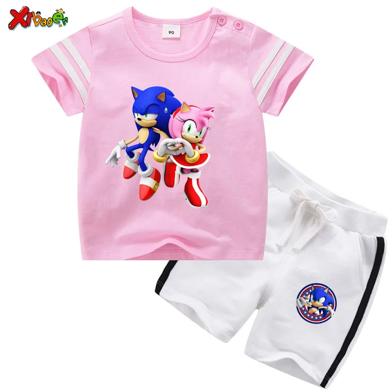 

Children's suit 2020 summer boys girls Sets t shirt new tollder baby boy short sleeve suit 2 piece sports suit baby cotton Kids