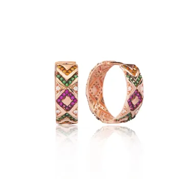 

925 Silver Colorful Hoop Earring Rhodium & Rose Gold Hoop Earring MINT Jewelry