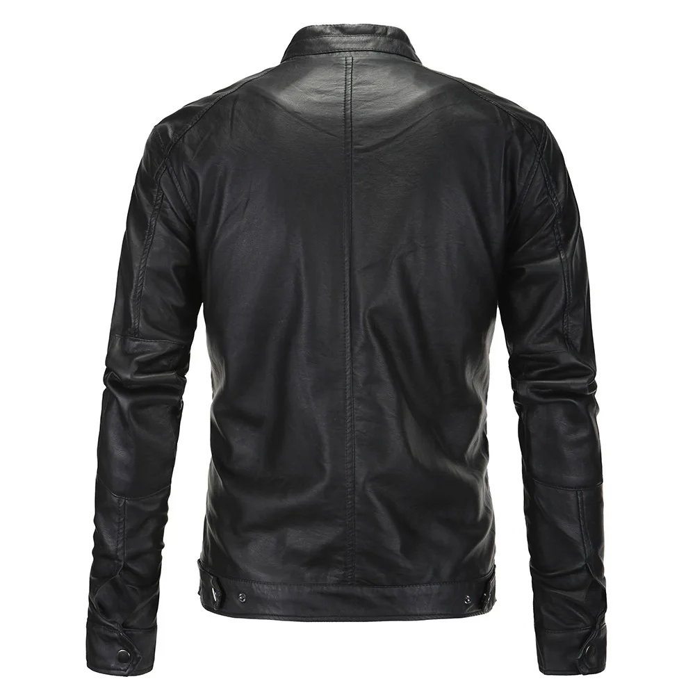 

2019 Autumn New Style Leather Coat England Fashion Men Washing PU Leather Europe And America Large Size Leather Jacket