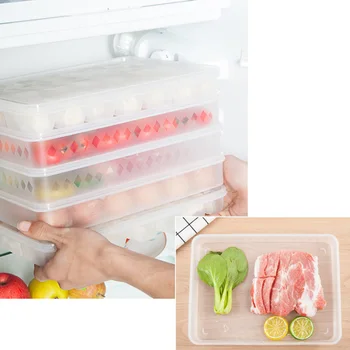 

1pc Kitchen Refrigerator Storage Box Organizer Refrigerator Boxes Crisper Box Plastic Single Layer Storage Box With Lid For Food