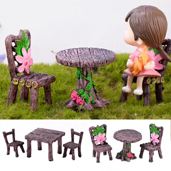 

Miniature Resin Table and Chair Decoration Set for Garden Dollhouses Accessories Micro Landscape Decoration Drop Shipping