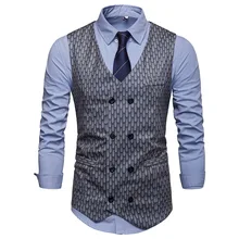 Ouma MAN'S Suit Vest-Style Slim Fit Men Double Breasted Vest Men Sleeveless Vest
