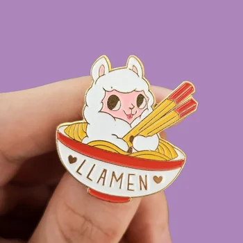 

Llamen Ramen Enamel Pin Cute Cartoon Japanese noodles Llama Alpaca Brooches Denim Shirt Collar Lapel Pins Badge Jewelry Gifts